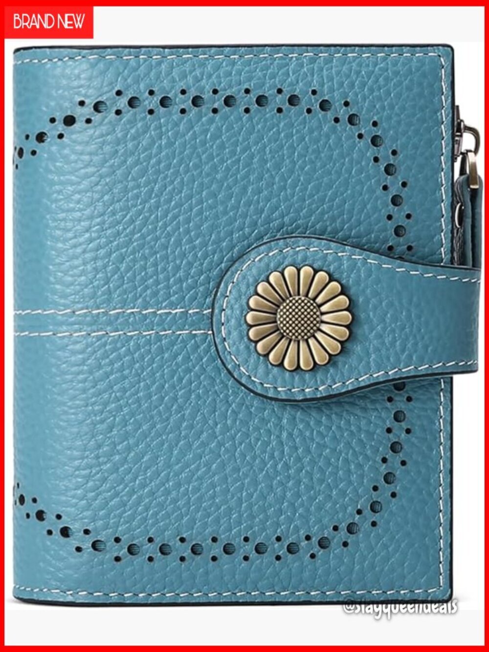 Small Leather Bifold Wallet RFID Blocking with Zipper Coin Pocket